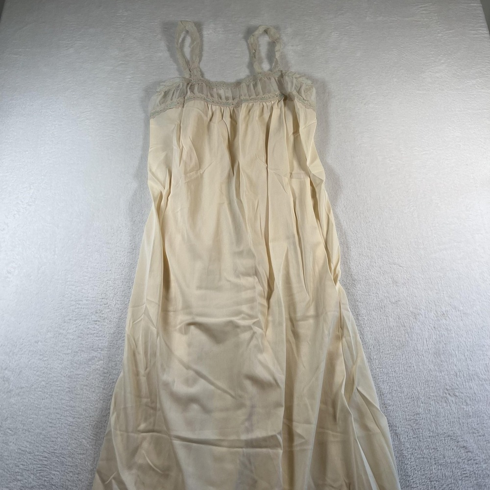 Vintage Sears Full Slip Womens Small White Nylon Sheer Lace Trim Lingerie
